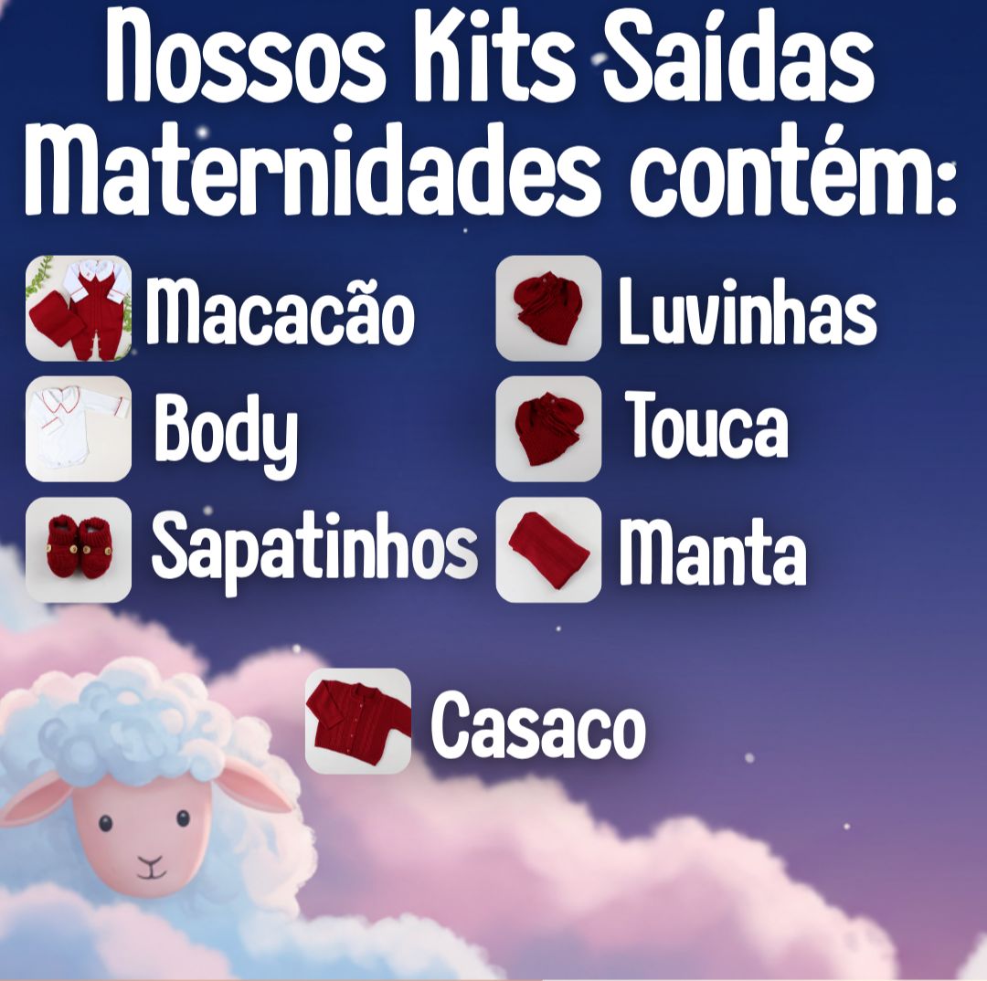 Saída De Maternidade Masculina Bebê Tricô 7 Peças Londres - ACOMPANHA BODY PERSONALIZADO Azul Salina