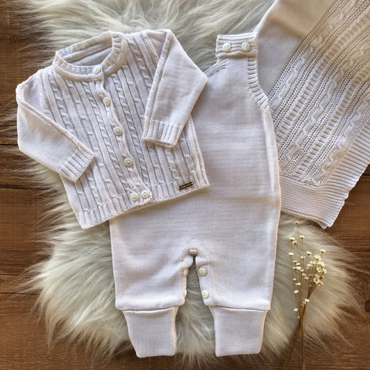 Saida Maternidade Trama Casaco, Macacão e Manta Branco